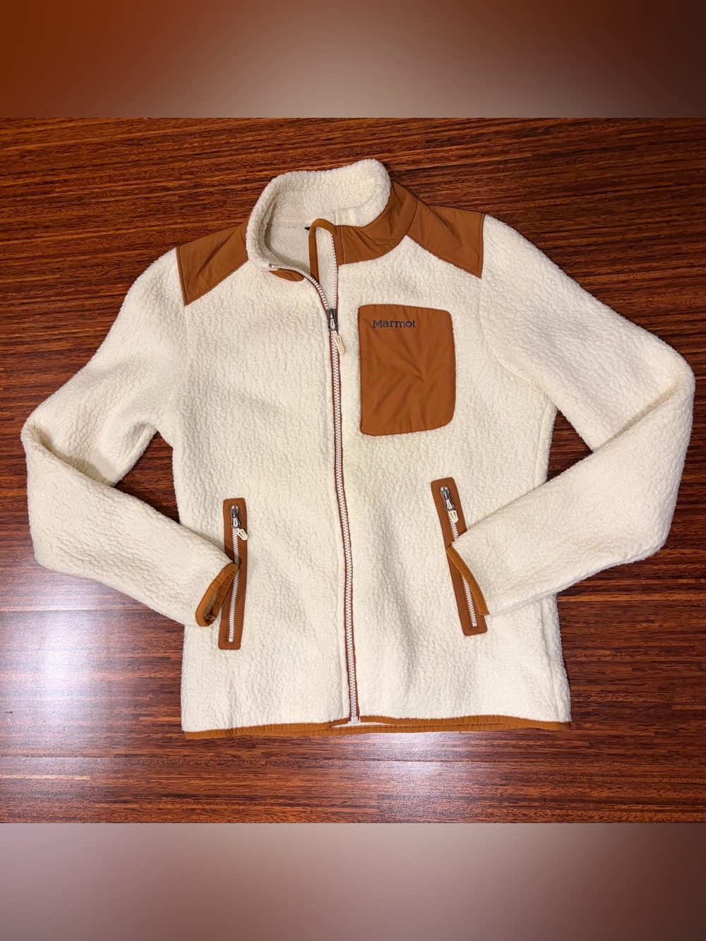 Marmot Wiley Fleece Jacket Cream Tan Small Outdoor Cozy